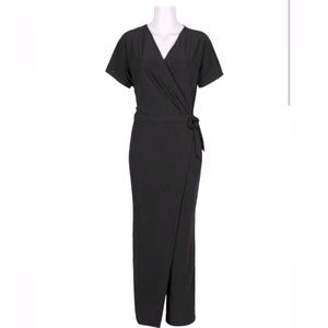 Emma & Michele Women’s V-Neck Short Sleeve Tie Side Wrap Jersey Jumpsuit b…